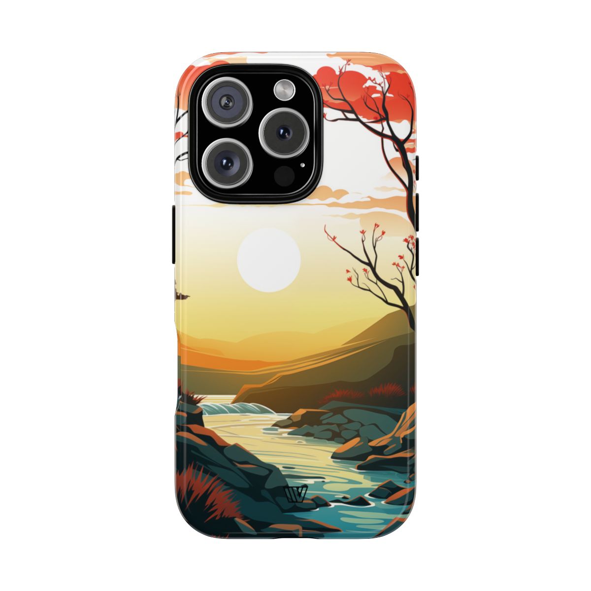 River Sunset Tough Phone Case – iPhone 16 Pro, Glossy