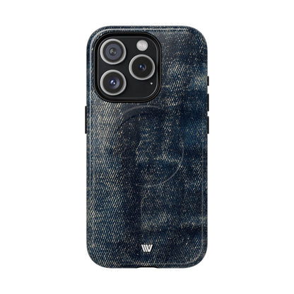 Faded Denim MagSafe Tough iPhone Case – iPhone 15 Pro, Glossy