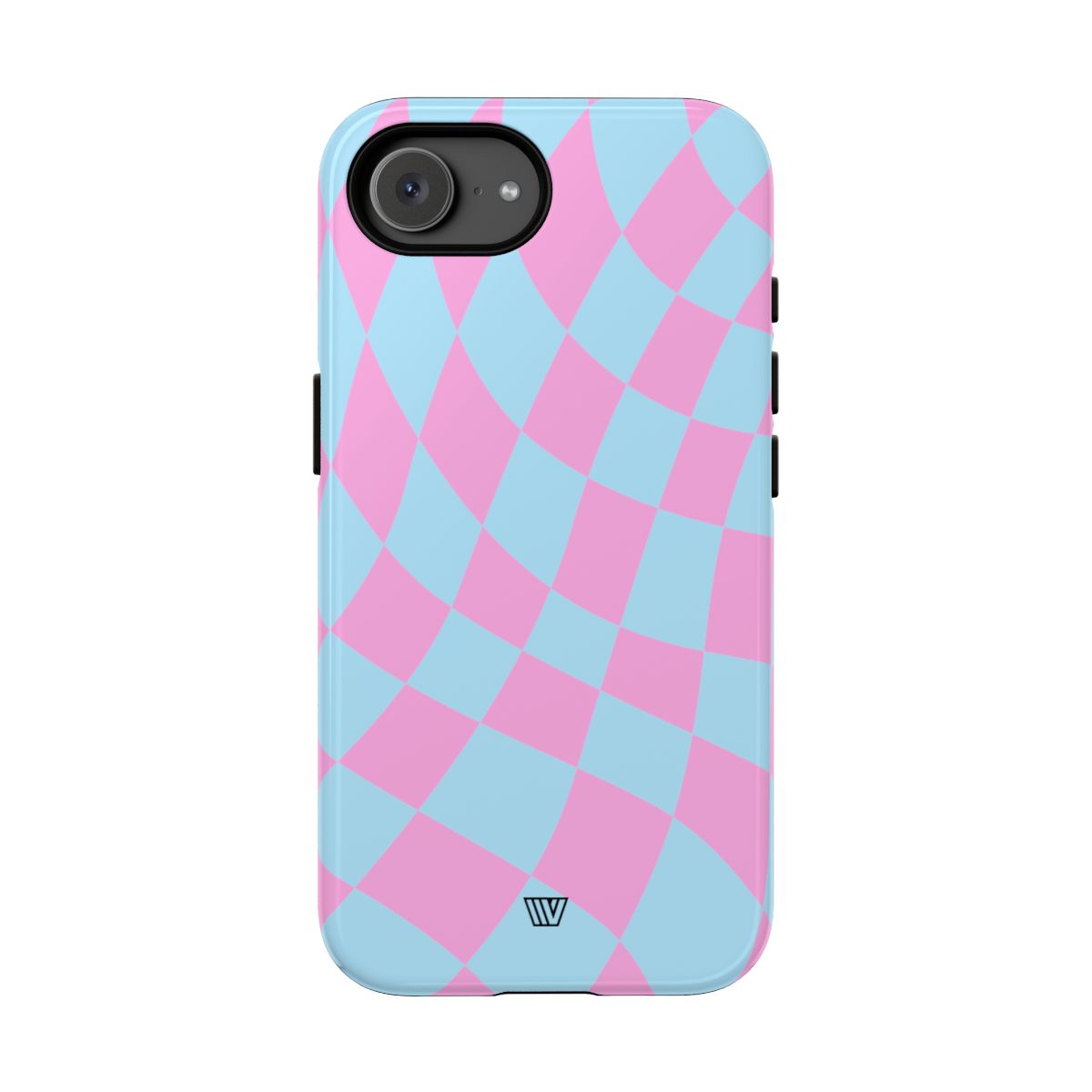 Blue Pink Curvy Checkerboard Tough Phone Case – iPhone 17e, Glossy