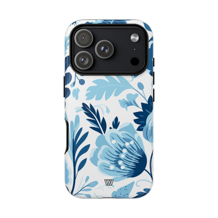 Blue White Flowers Tough Phone Case – iPhone 18 Pro, Glossy