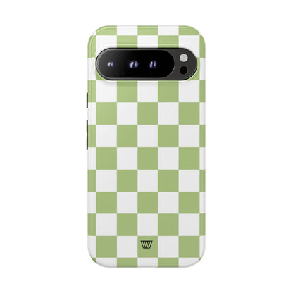 PALE OLIVE WHITE CHECKERBOARD | Tough Phone Case