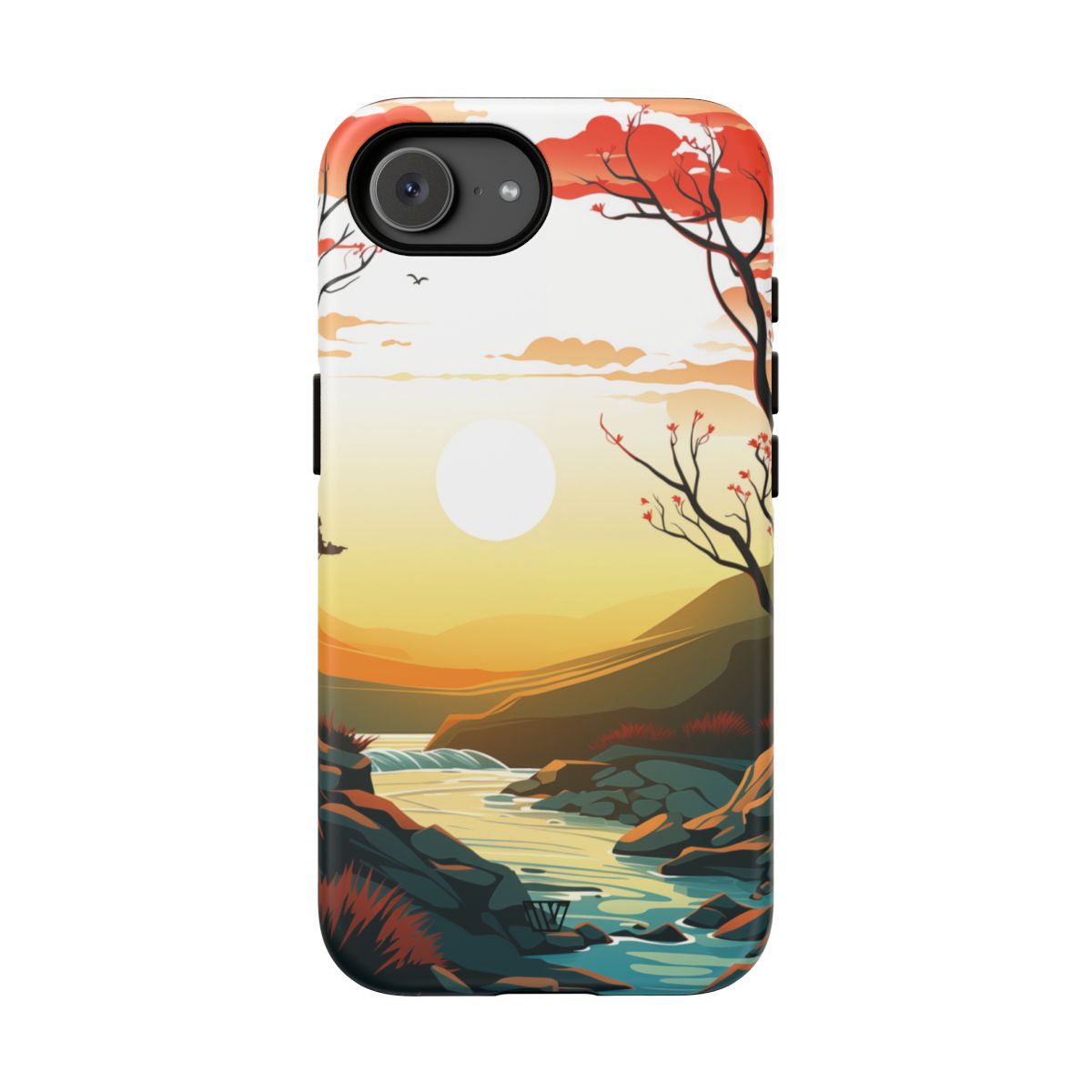 River Sunset Tough Phone Case – iPhone 16e, Matte