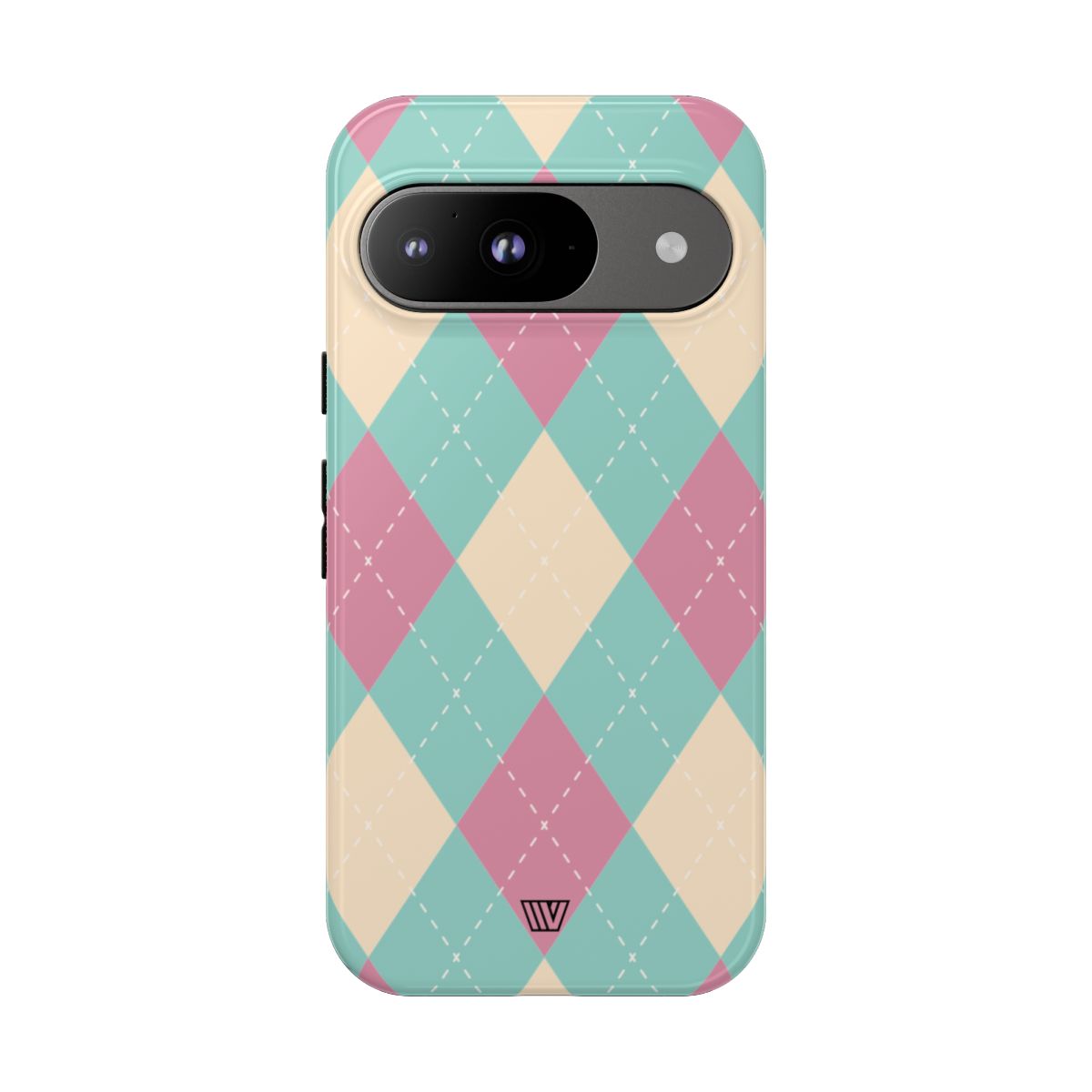 Blue Pink Beige Argyle Tough Phone Case – Google Pixel 9, Glossy
