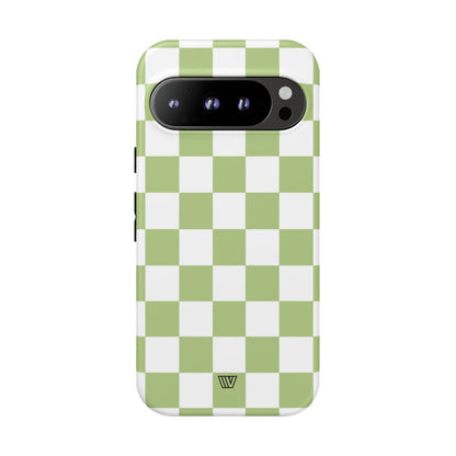PALE OLIVE WHITE CHECKERBOARD | Tough Phone Case