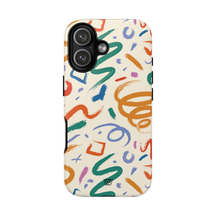 Doodle Brush Strokes Tough Phone Case – iPhone 17, Glossy
