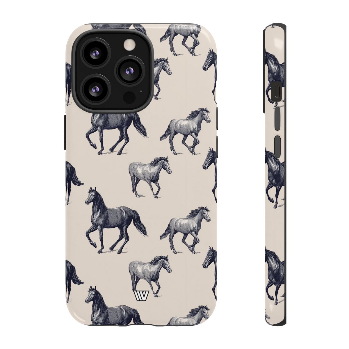 Horse Sketches Tough Phone Case – iPhone 13 Pro, Glossy