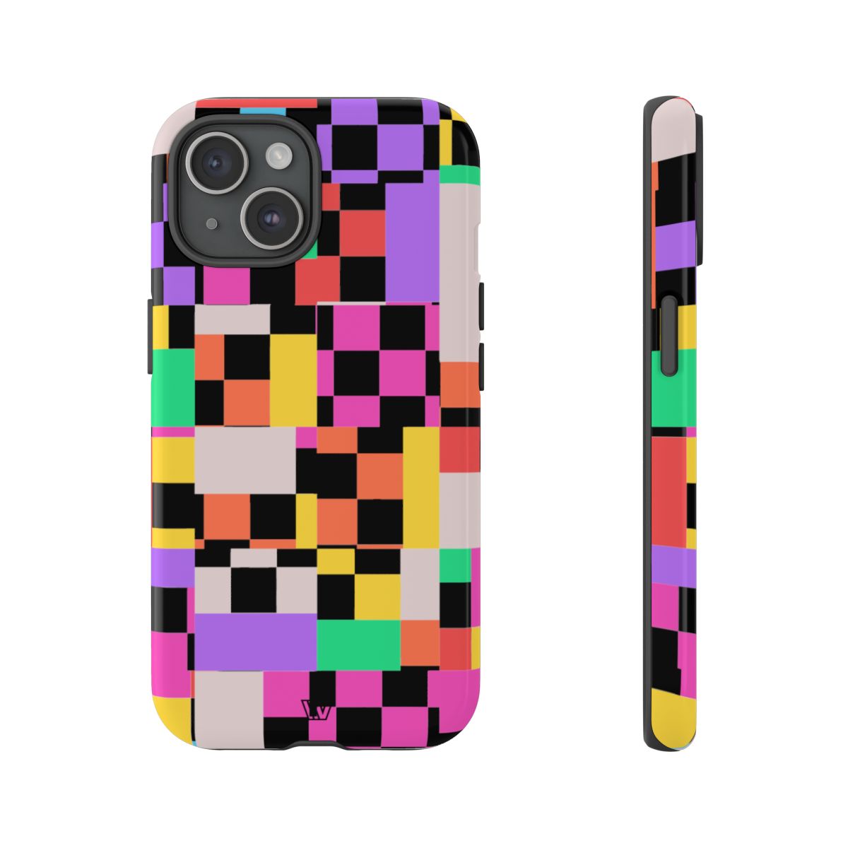 Mashed Up Checkerboard Tough Phone Case – iPhone 15, Glossy