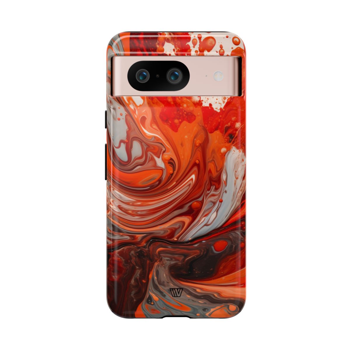 White Fire Paint Swirl Tough Phone Case – Google Pixel 8, Glossy