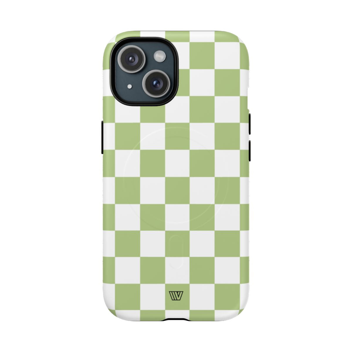 PALE OLIVE WHITE CHECKERBOARD | MagSafe Tough iPhone Case