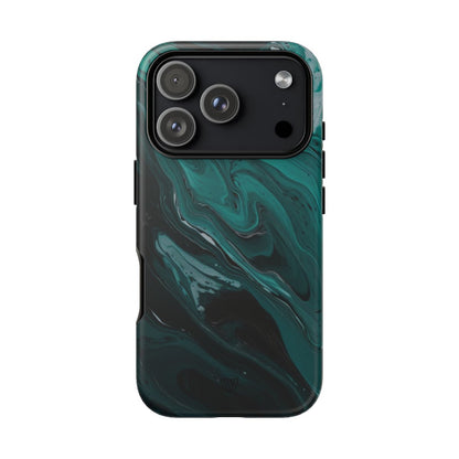 Teal Paint Swirl Tough Phone Case – iPhone 18 Pro, Matte