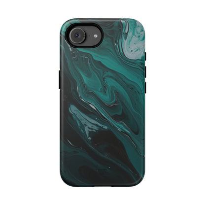 Teal Paint Swirl Tough Phone Case – iPhone 16e, Matte