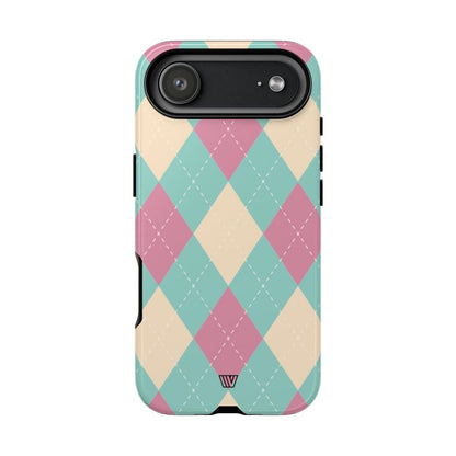 Blue Pink Beige Argyle Tough Phone Case – iPhone 17 Air, Glossy