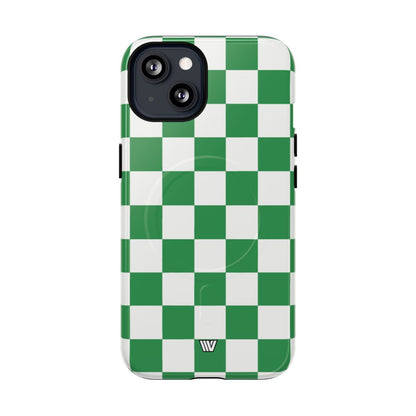 Green White Checkerboard MagSafe Tough iPhone Case – iPhone 13, Glossy