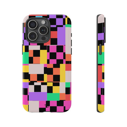 Mashed Up Checkerboard Tough Phone Case – iPhone 15 Pro Max, Glossy