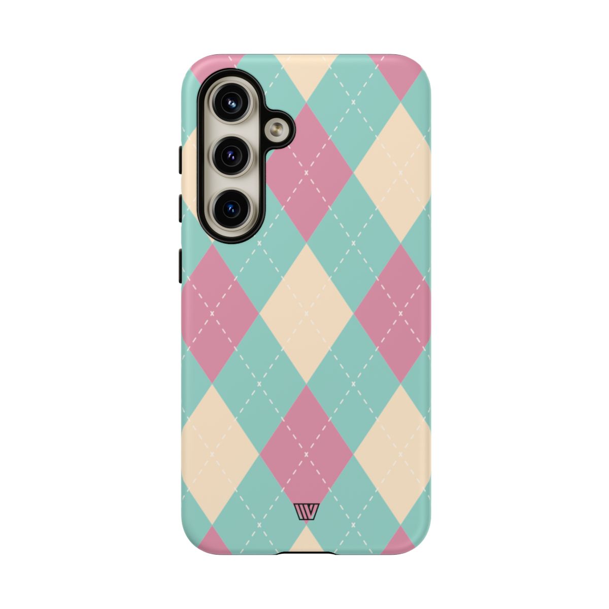 Blue Pink Beige Argyle Tough Phone Case – Samsung Galaxy S24, Matte
