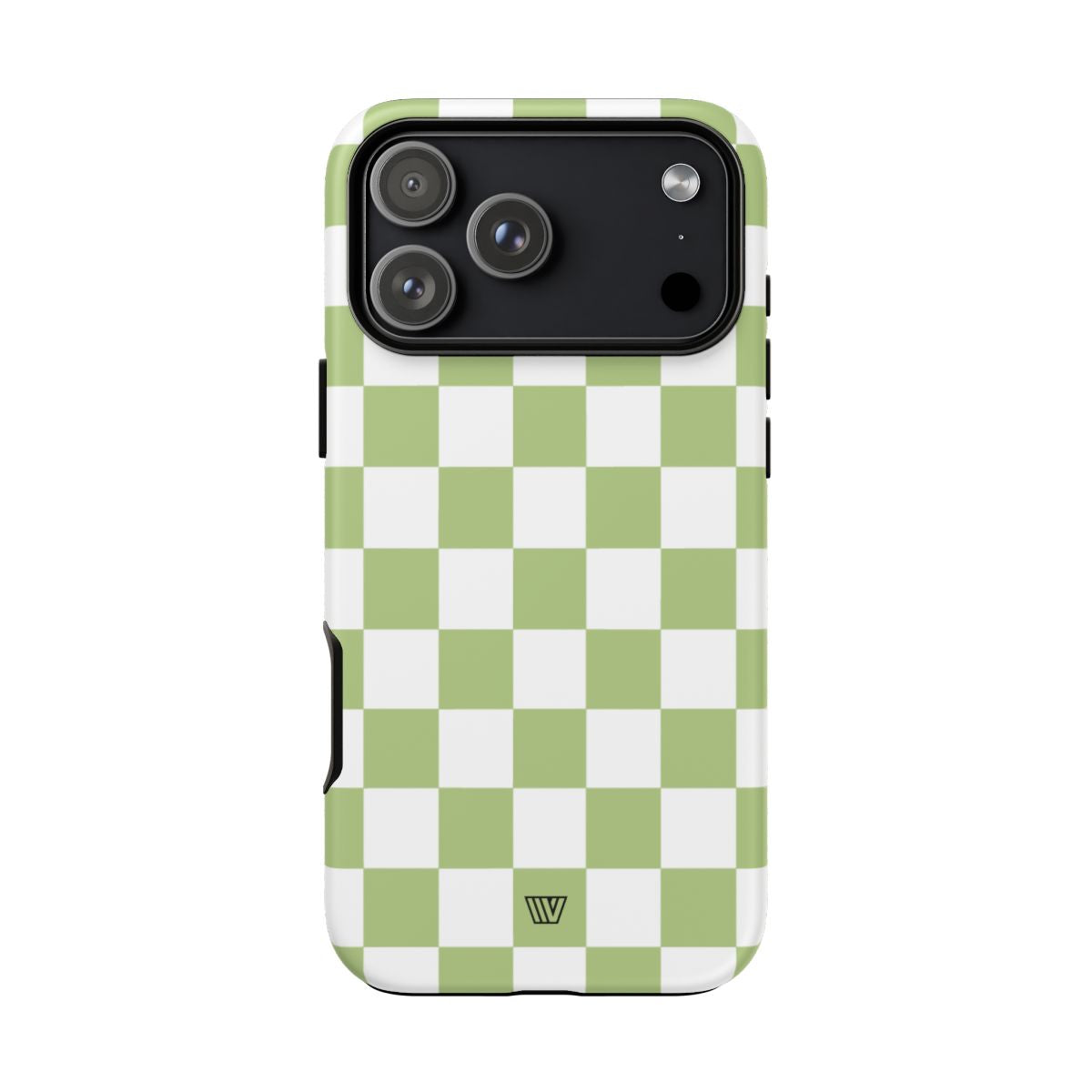 Pale Olive White Checkerboard Tough Phone Case – iPhone 18 Pro Max, Matte