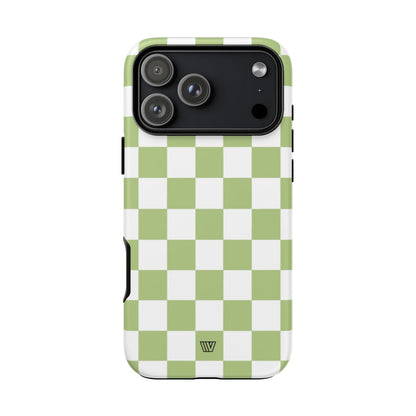 Pale Olive White Checkerboard Tough Phone Case – iPhone 18 Pro Max, Matte