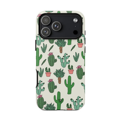 Cactus Doodles Tough Phone Case – iPhone 18 Pro Max, Matte