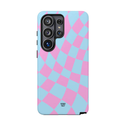Blue Pink Curvy Checkerboard Tough Phone Case – Samsung Galaxy S26 Ultra, Glossy