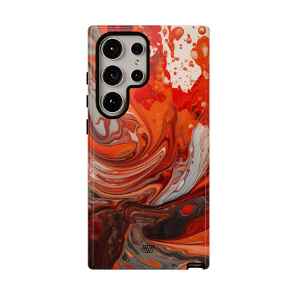 White Fire Paint Swirl Tough Phone Case – Samsung Galaxy S24 Ultra, Glossy