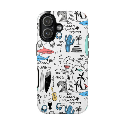 Doodle Beach Party Tough Phone Case – iPhone 17, Glossy