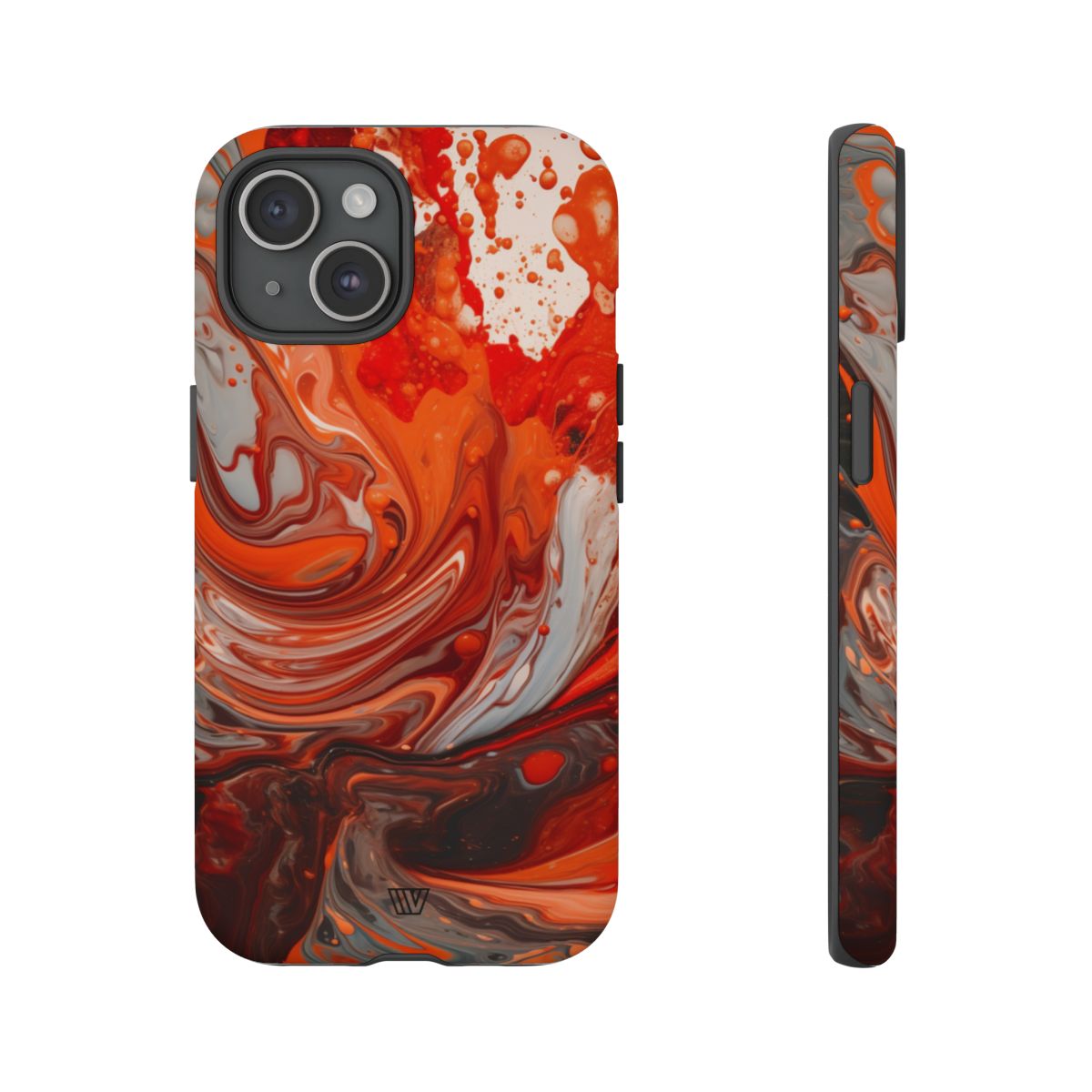 White Fire Paint Swirl Tough Phone Case – iPhone 15, Matte