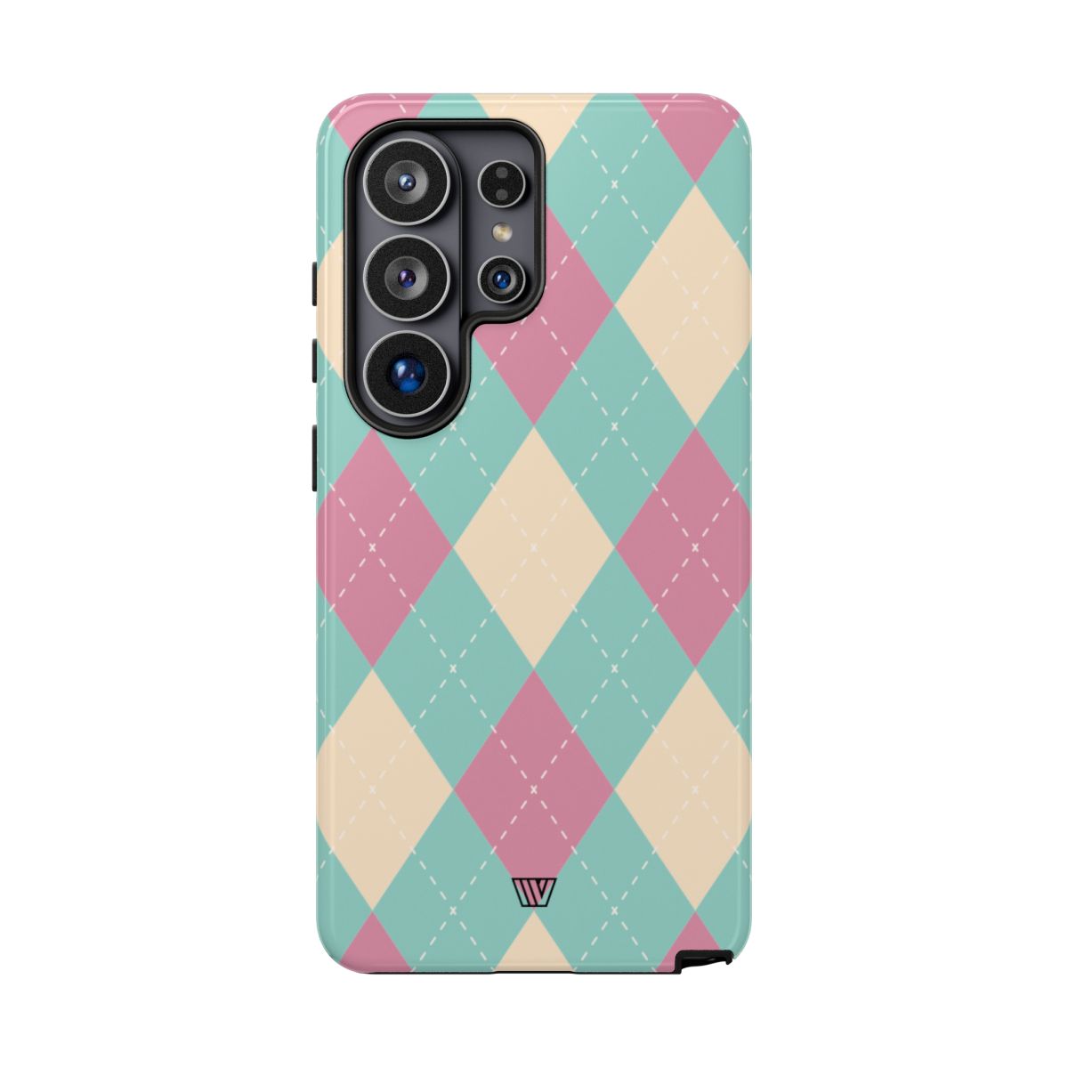 Blue Pink Beige Argyle Tough Phone Case – Samsung Galaxy S26 Ultra, Glossy