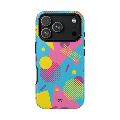 80s / 90s Retro Pattern Light Blue Tough Phone Case – iPhone 18 Pro, Glossy