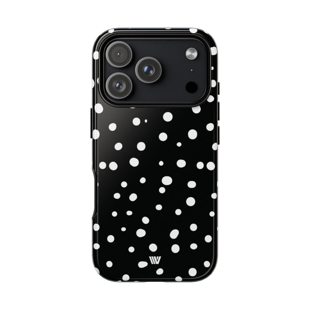 Black and White Dots Tough Phone Case – iPhone 18 Pro, Glossy