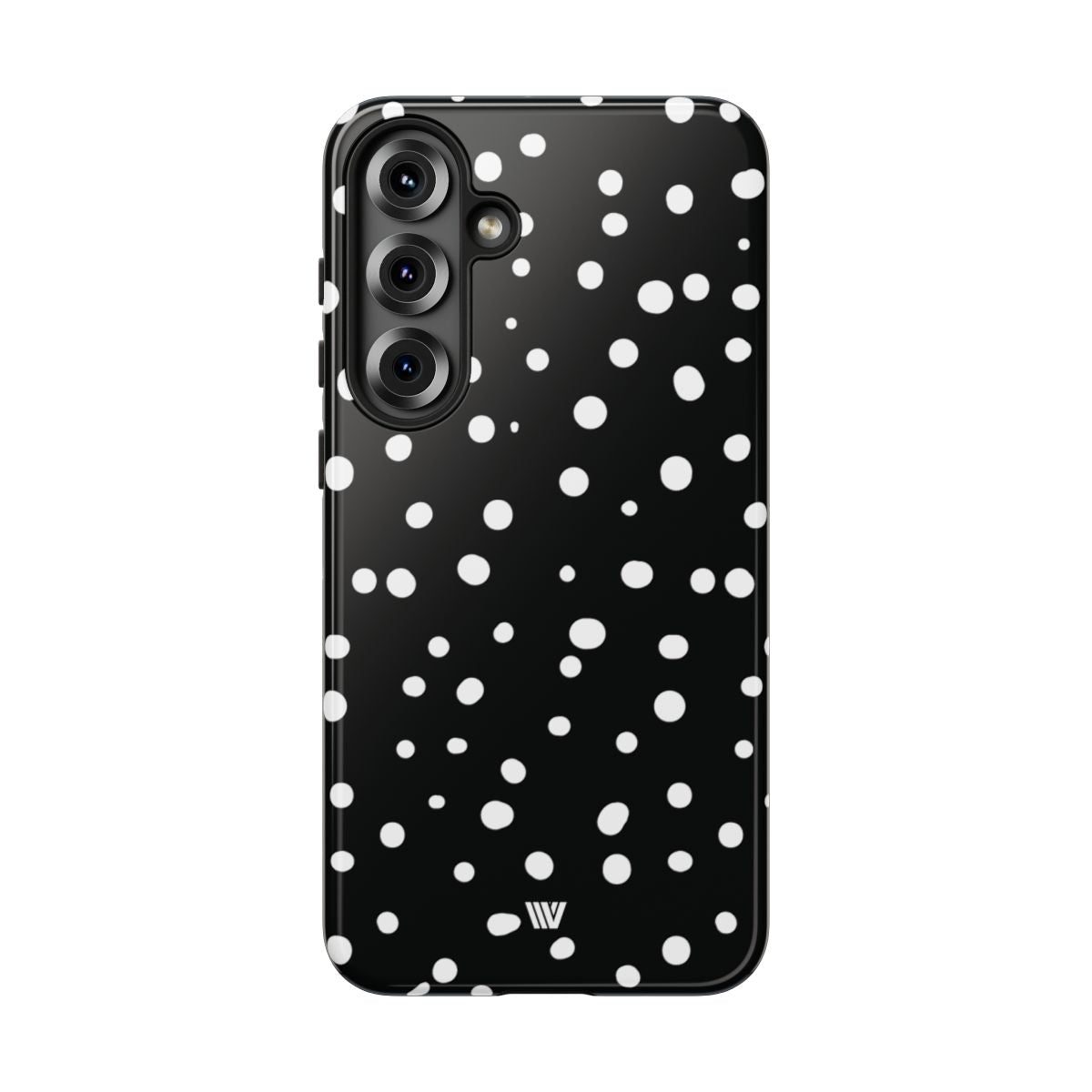 Black and White Dots Tough Phone Case – Samsung Galaxy S25 Plus, Glossy