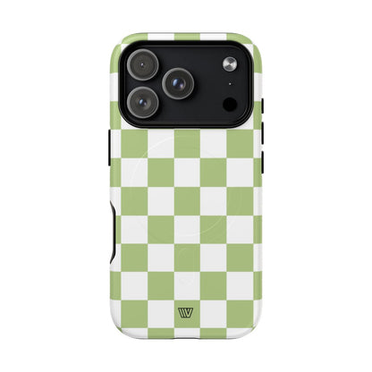 PALE OLIVE WHITE CHECKERBOARD | MagSafe Tough iPhone Case