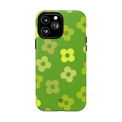 Green Retro Flowers MagSafe Tough iPhone Case – iPhone 13 Pro Max, Matte