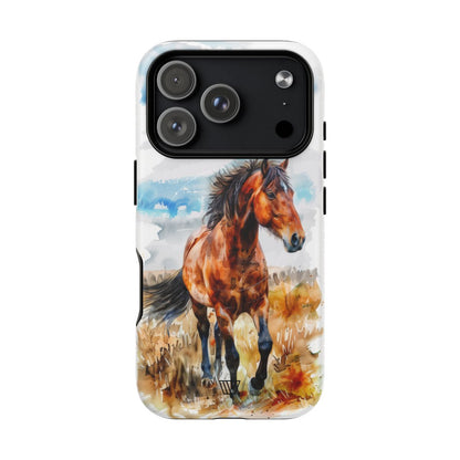 Watercolor Horse MagSafe Tough iPhone Case – iPhone 17 Pro, Matte