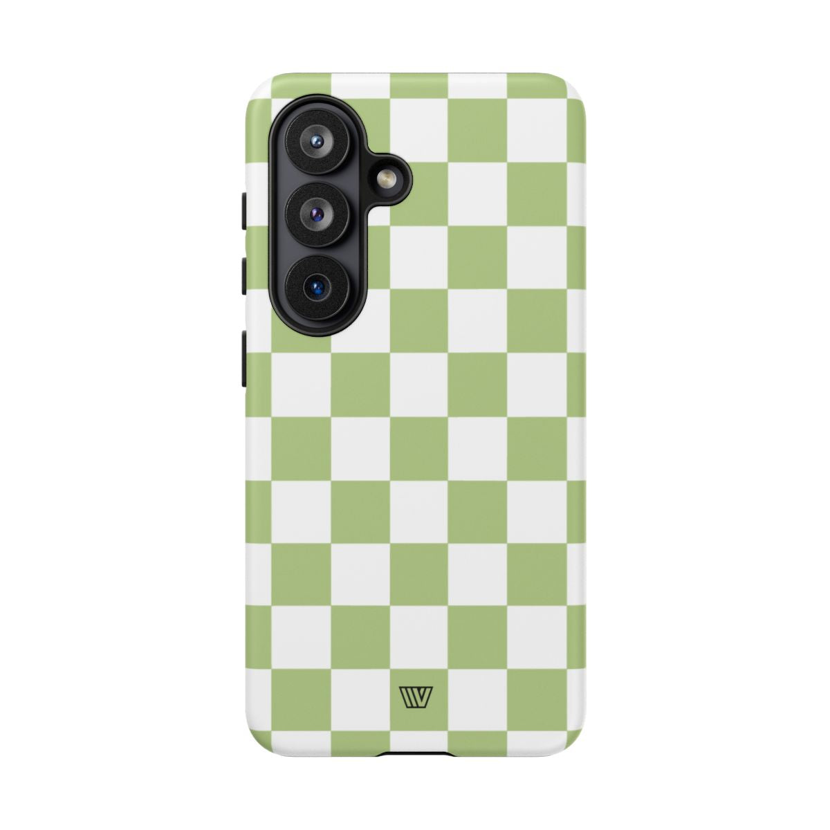 Pale Olive White Checkerboard Tough Phone Case – Samsung Galaxy S26, Matte