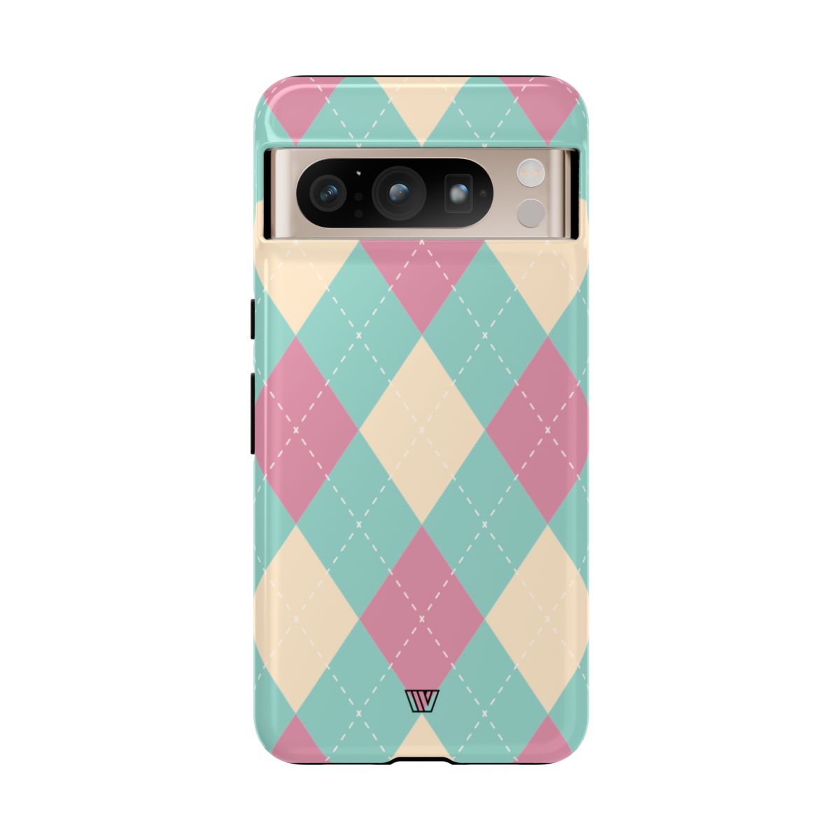 Blue Pink Beige Argyle Tough Phone Case – Google Pixel 8 Pro, Glossy