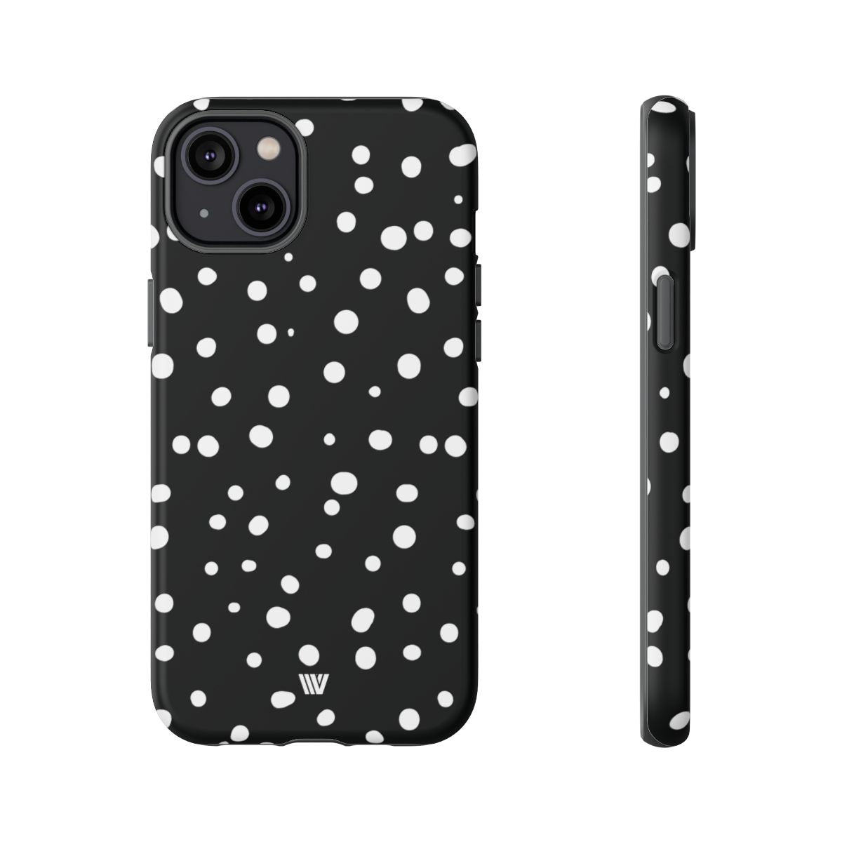 Black and White Dots Tough Phone Case – iPhone 14 Plus, Matte