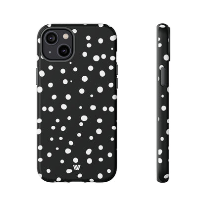 Black and White Dots Tough Phone Case – iPhone 14 Plus, Matte