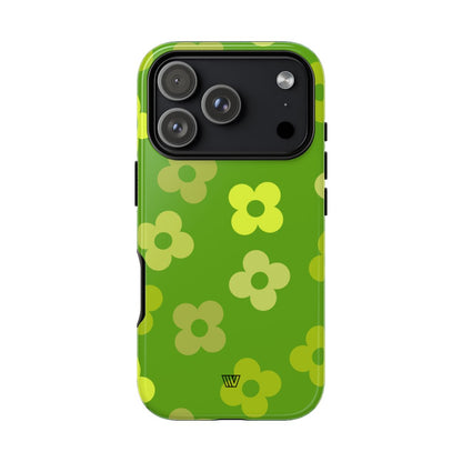 Green Retro Flowers Tough Phone Case – iPhone 18 Pro, Glossy