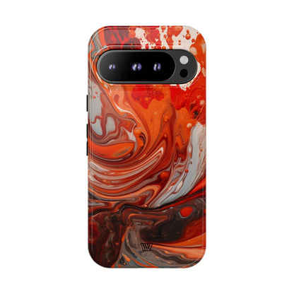 White Fire Paint Swirl Tough Phone Case – Google Pixel 9 Pro, Glossy