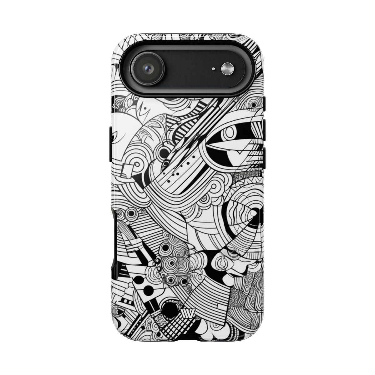 B&W Abstract Doodle Tough Phone Case – iPhone 17 Air, Glossy