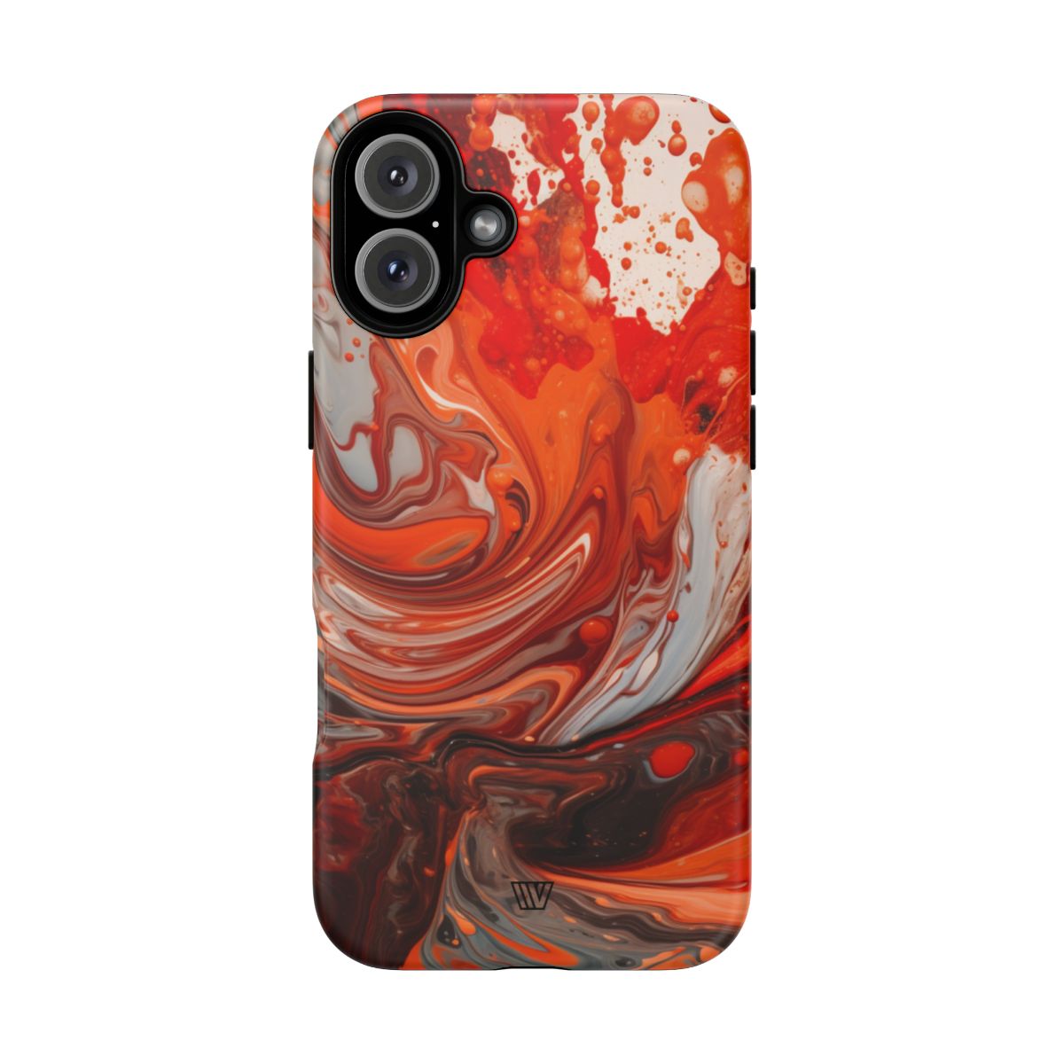 White Fire Paint Swirl Tough Phone Case – iPhone 16 Plus, Matte