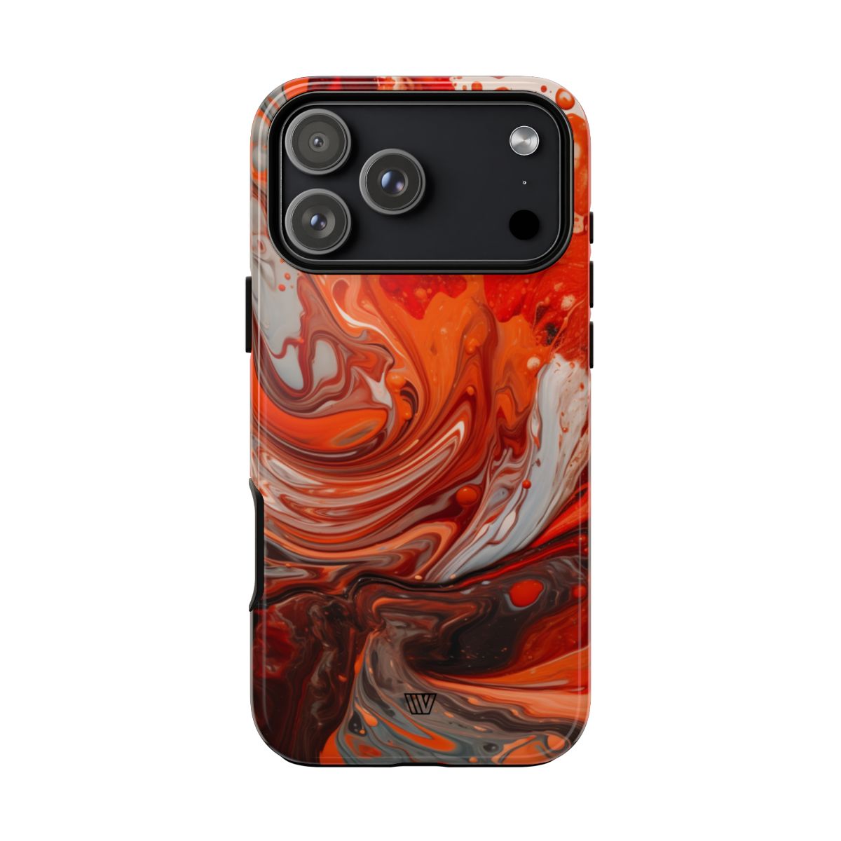 White Fire Paint Swirl Tough Phone Case – iPhone 17 Pro Max, Glossy