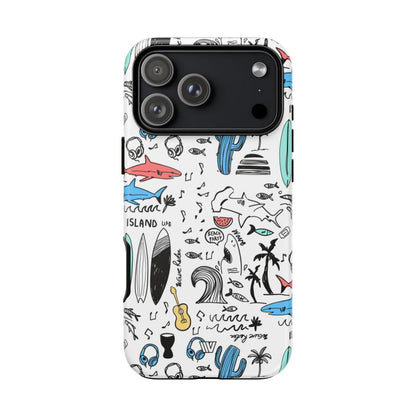 Doodle Beach Party Tough Phone Case – iPhone 17 Pro Max, Matte