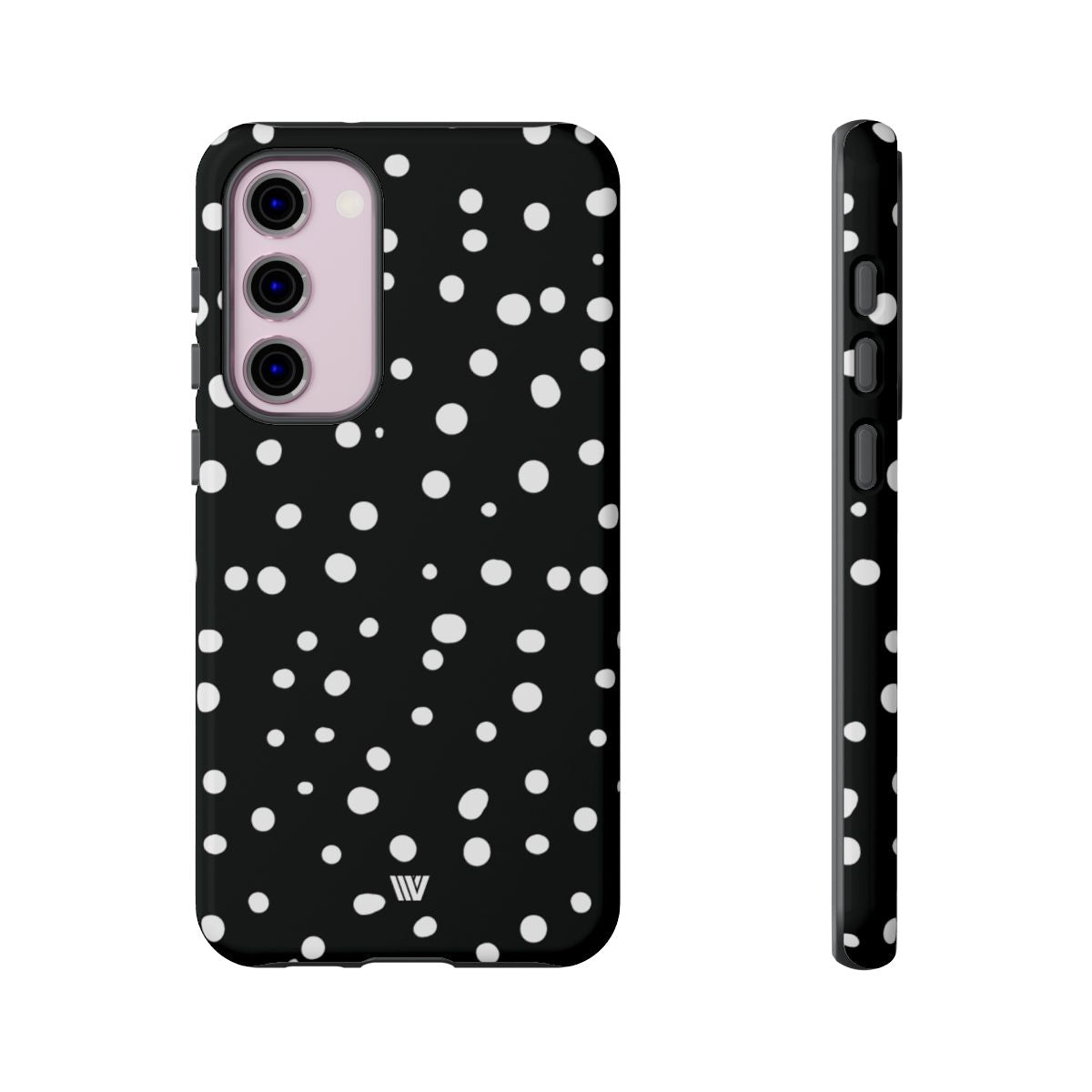 Black and White Dots Tough Phone Case – Samsung Galaxy S23 Plus, Glossy