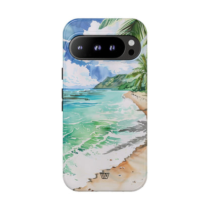 Watercolor Beach Tough Phone Case – Google Pixel 9 Pro, Glossy