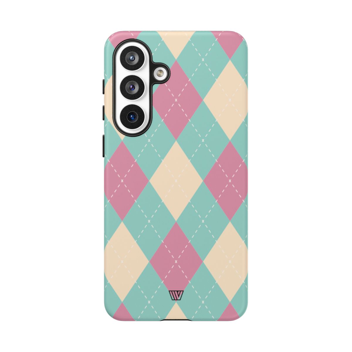 Blue Pink Beige Argyle Tough Phone Case – Samsung Galaxy S26 Plus, Matte