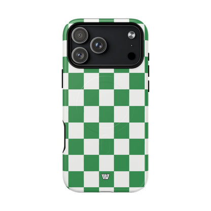 Green White Checkerboard MagSafe Tough iPhone Case – iPhone 18 Pro Max, Matte