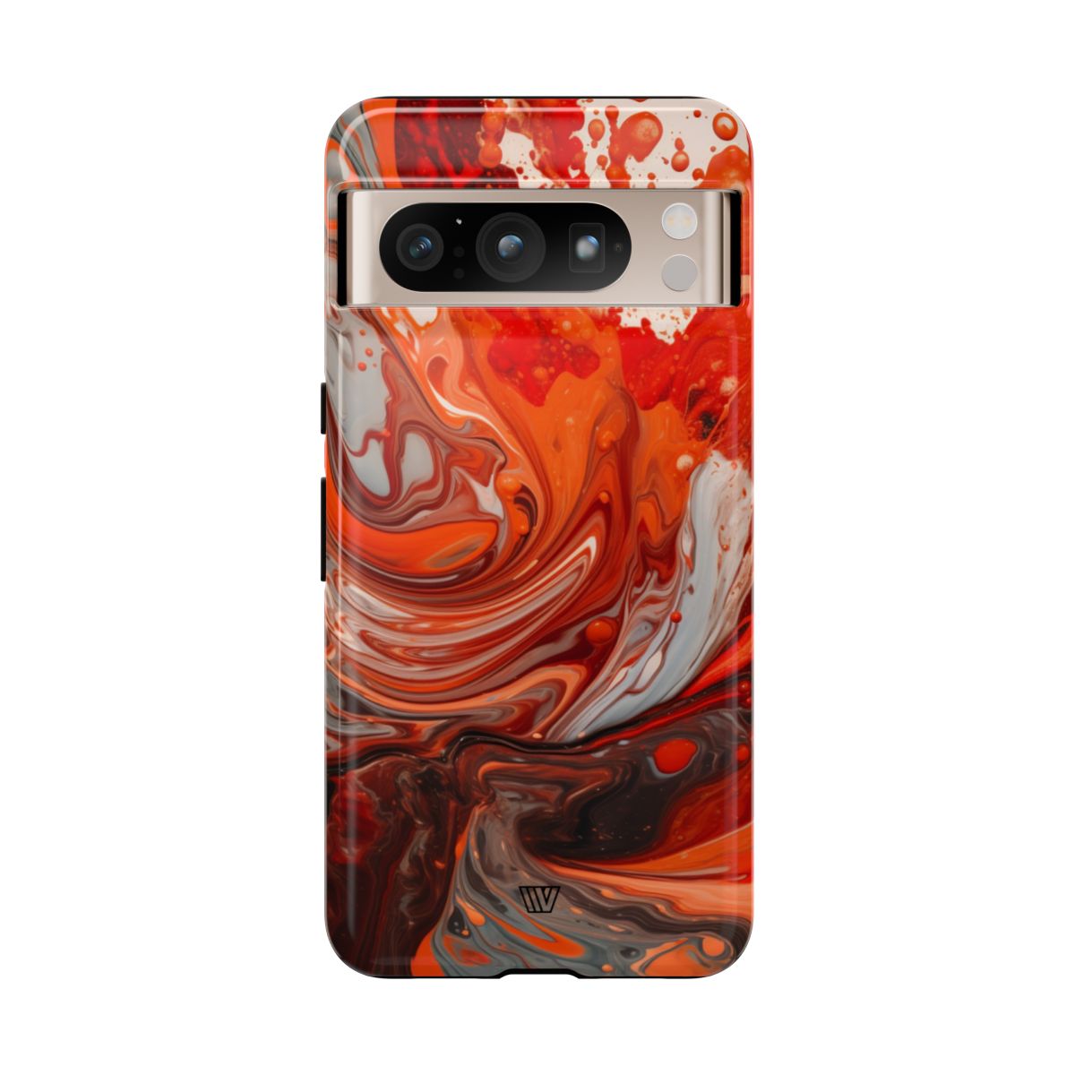 White Fire Paint Swirl Tough Phone Case – Google Pixel 8 Pro, Glossy