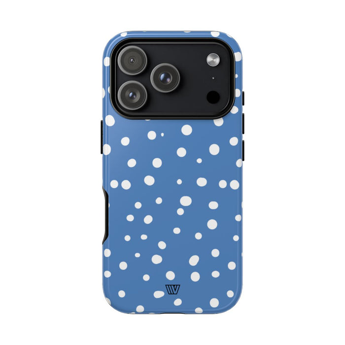 Dusty Blue Dots Tough Phone Case – iPhone 18 Pro, Glossy