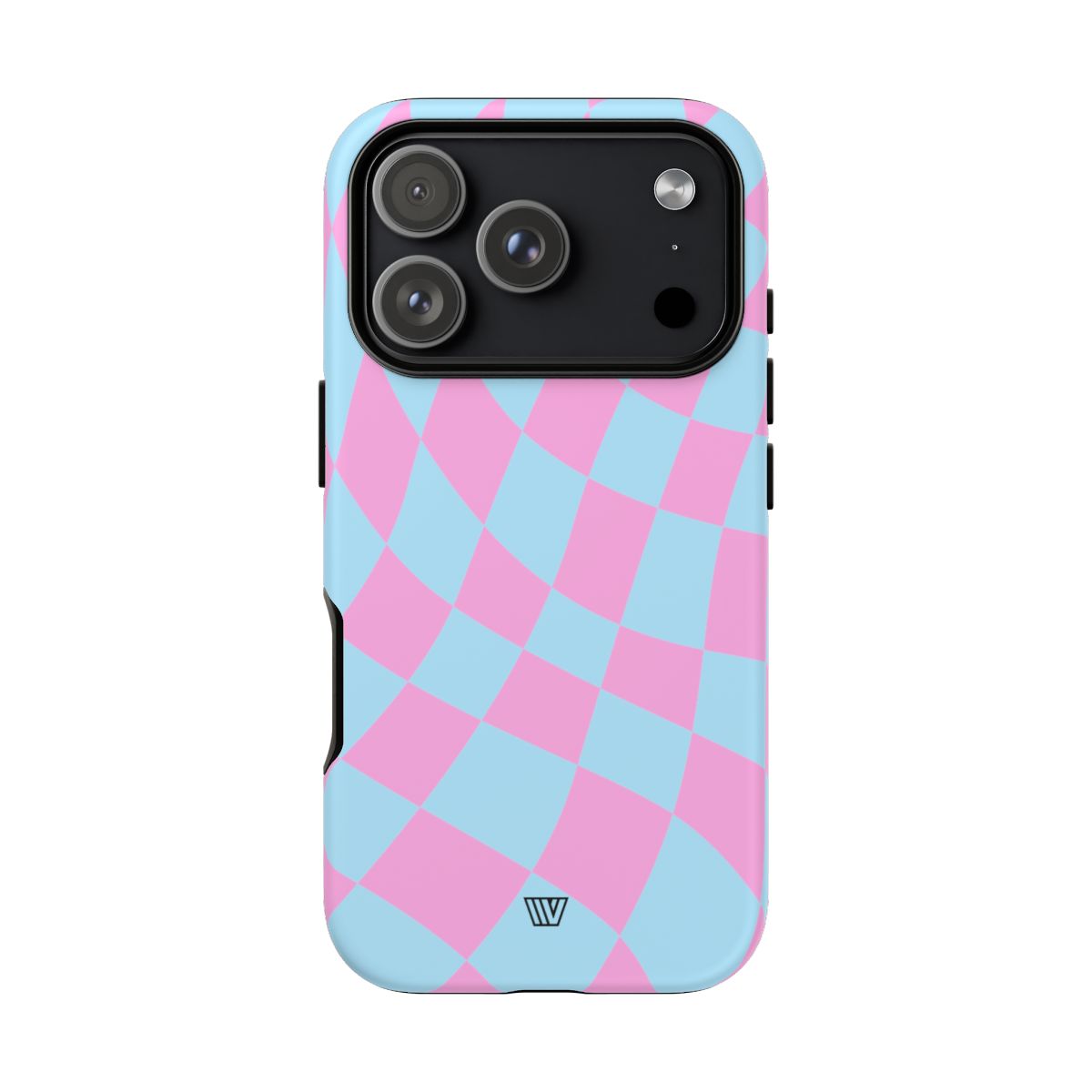 Blue Pink Curvy Checkerboard Tough Phone Case – iPhone 18 Pro, Matte